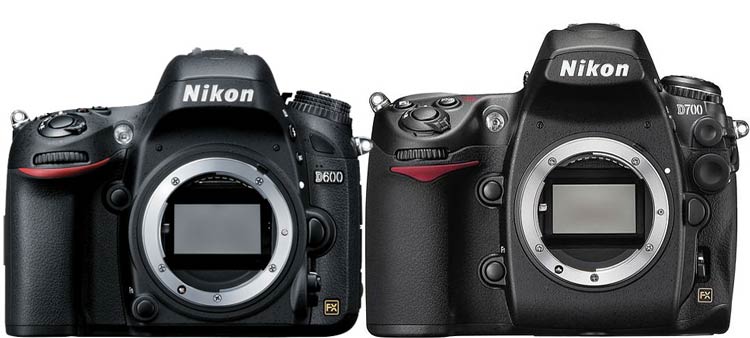 Сравнение размеров Nikon D600 и D700