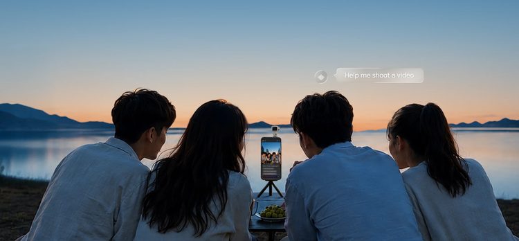 HONOR Robot Phone снимает группу людей со штатива