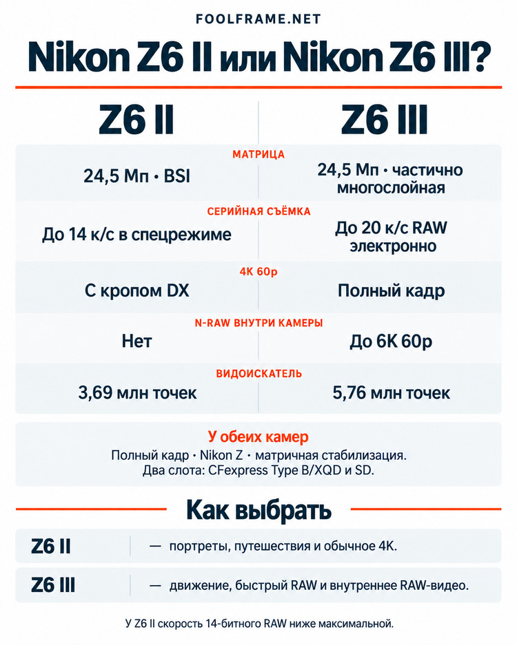 Итоговое сравнение Nikon Z6 II и Nikon Z6 III